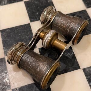 Vintage French Opera hunting Glasses with Brass and Silver Accents binocular